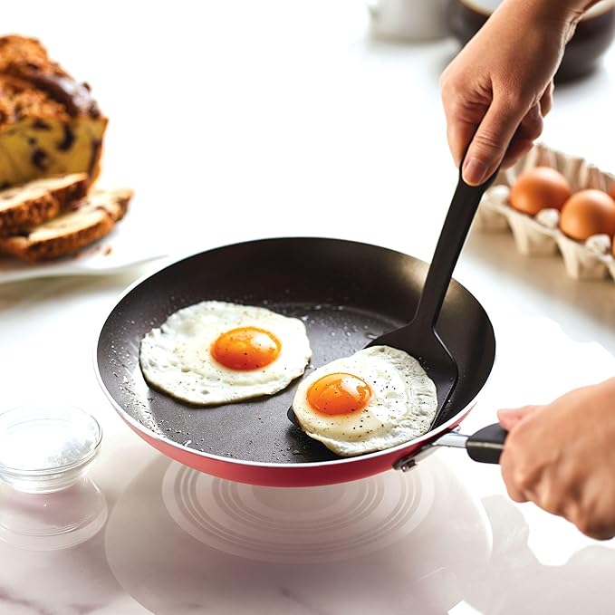 Farberware Cookstart DiamondMax Nonstick Cookware/Pots and Pans Set Dishwasher Safe Includes Baking Pan and Cooking Tools 15 Piece - Red
