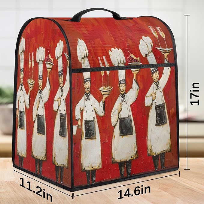 cfpolar Kitchen Aid Mixer Cover Compatible with 6-8 Quarts Chef Red Blackground Stand Mixer Cover Kitchen Aid Mixers Accessories Appliance Organizer