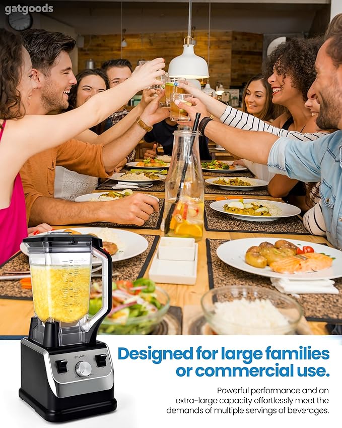 72 Oz Large Blender - 2200W Professional High Speed Commercial Blender Variable Speed Self-Cleaning Dishwasher Safe