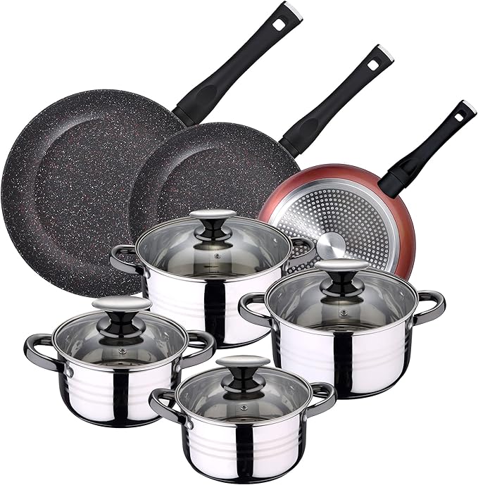 PACK OF 3 PACK Ø20/24 &amp 28 cm + 8 PCS RUST STEEL KITCHEN BATTERY