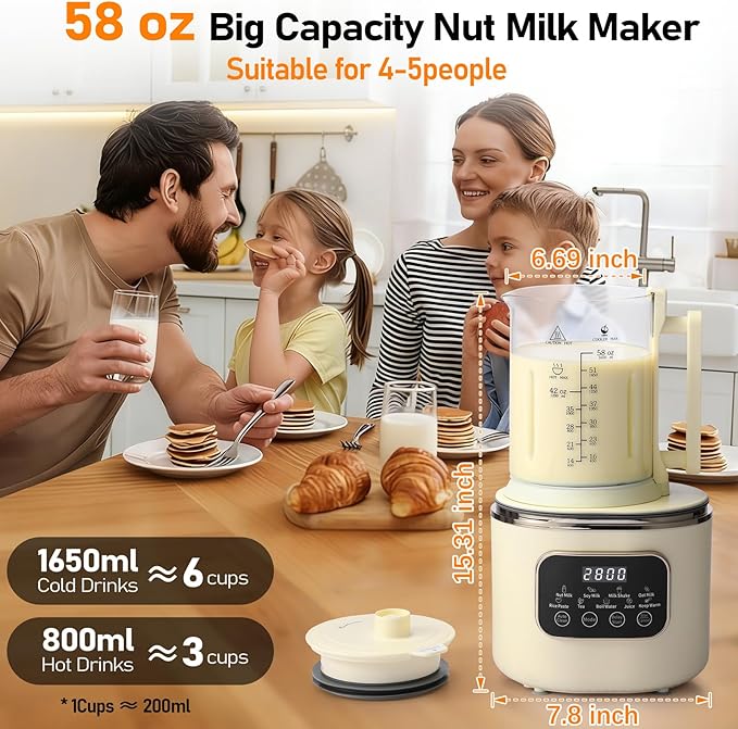 10 in 1 Nut Milk Maker Machine58oz Auto Soy Milk Maker with 20 BladesLED DisplayNut Milk Maker with 24H Delay Start&amp12H Keep WarmAlmond Milk MakerOatSoyPlant-Based MilkJuice for Homemade