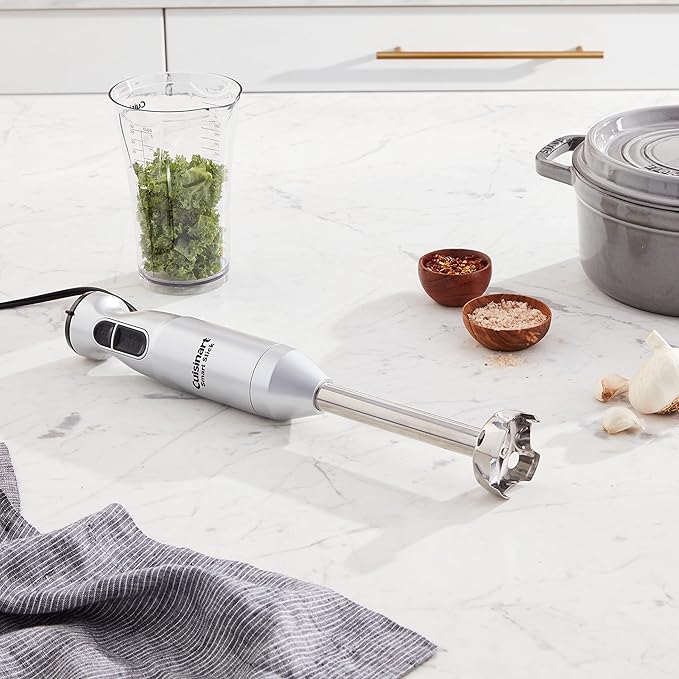 Cuisinart Smart Stick Two-Speed Hand Blender Powerful Immersion Blender with 300-Watt Motor Blends Shakes Smoothies Puree Baby Food Soups &amp Sauces CSB-175SVP1 Silver