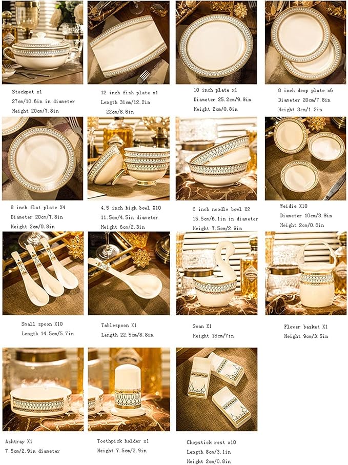 Dinnerware Sets Dish SetCeramic Tableware 60-Piece SetSimple Tableware Set Ceramic Household Tableware Set