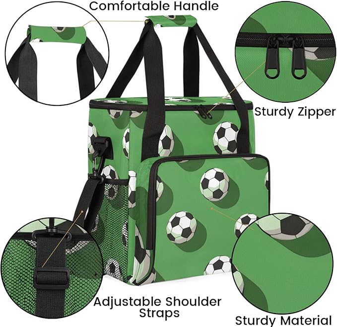 Soccer Ball Travel Coffee Maker Carrying Bag Large Organizer Storage Tote Bag Insulated Reusable Cooler Grocery Bags