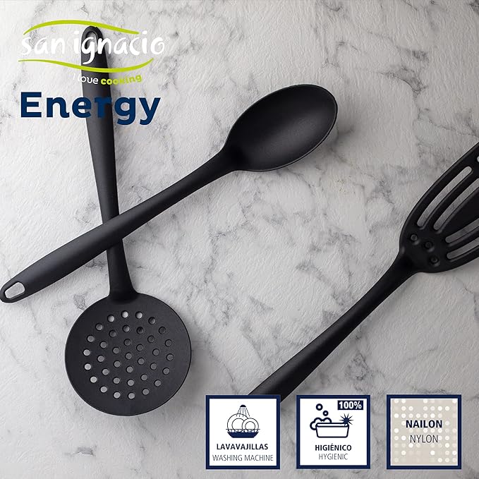 San Ignacio 7-Piece Cookware Set in Stainless Steel + Set of 3 Kitchen Utensils in Nylon