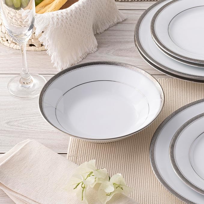 Noritake Charlotta Platinum 12-Piece Dinnerware Set Service for 4