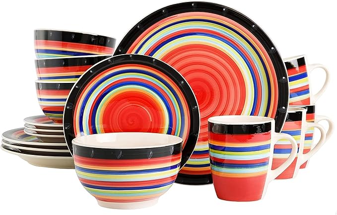 Gibson Home Casa Stella 16-Piece Dinnerware Set Red