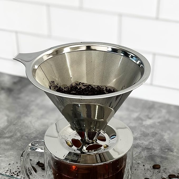 The London Sip Stainless Steel Coffee Dripper Pour Over Coffee Maker Coffee Slow Brewing Accessories for Home 1-4 Cup (Pack of 2)