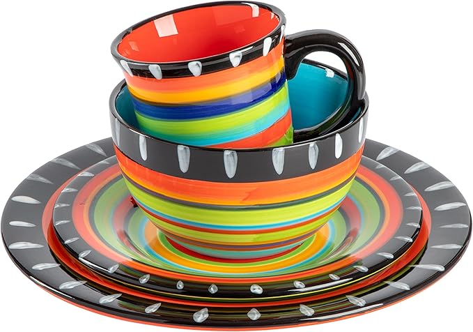 Gibson Elite Feliz Mesa 16-Piece Hand Painted Dinnerware Set Service for 4 (16pc)