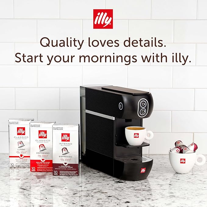 illy Easy Espresso Machine Single Serve Coffee Machine for Nespresso Original Line Capsules Single Cup Espresso Maker (Black)