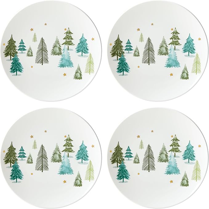 Lenox 880066 Balsam Lane 4-Piece Accent Plate Set Christmas Drinkware Holiday Hosting