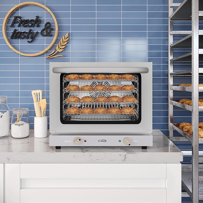 KoolMore 23 in. Countertop Convection Oven for Half-Size Pans with 4 Racks and 2800W of Power in Stainless-Steel - 208/240V 2.3 cu. ft. ETL Listed (KM-CTCO220-23)