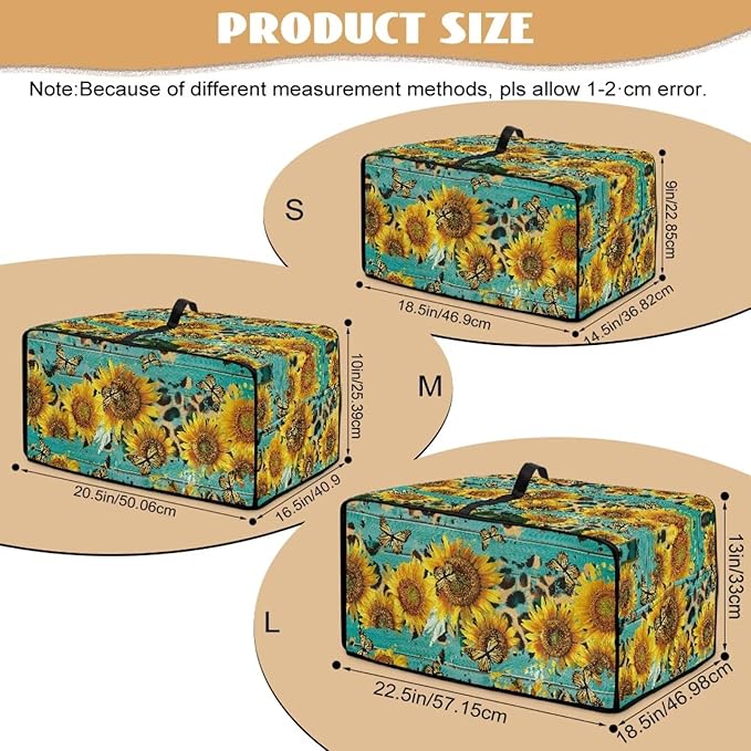 Sunflower Butterfly Print Toaster Oven Dust Cover Wooden Board Print Heat-resistant Heavy Duty Microwave Oven Protective Cover Air Fryer Covers (Medium-16.1×19.71×10 inches)
