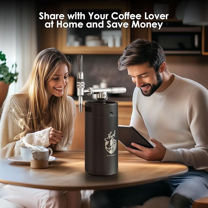 Stainless Steel 128 oz （3.8L）Nitro Cold Brew Coffee Maker - Portable Mini Keg System - with Stout Creamer Faucet Large Home Keg - Collapsible Funnel &amp Drip Mat