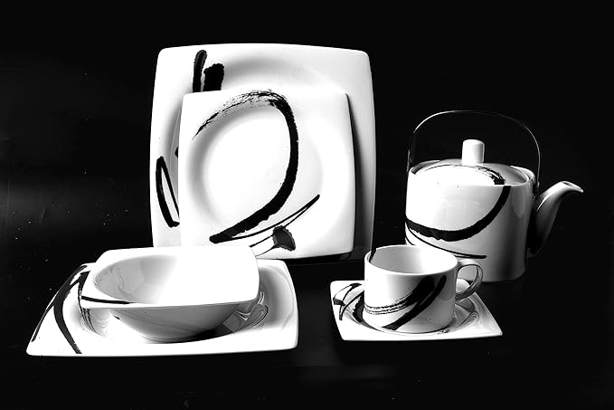 Red Vanilla Paint It Black 20 Piece Dinner Set 1 White