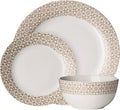 Avie 24 Piece Dinner Set Kitchen Porcelain Casablanca Brown Plate Bowl Dishes
