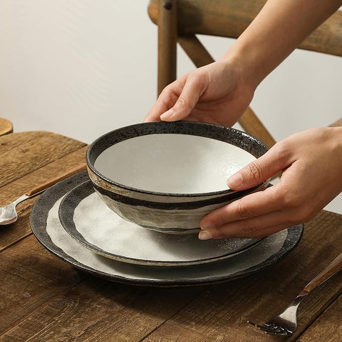 Stone Lain Lucy Porcelain 16-Piece Round Dinnerware Set Beige