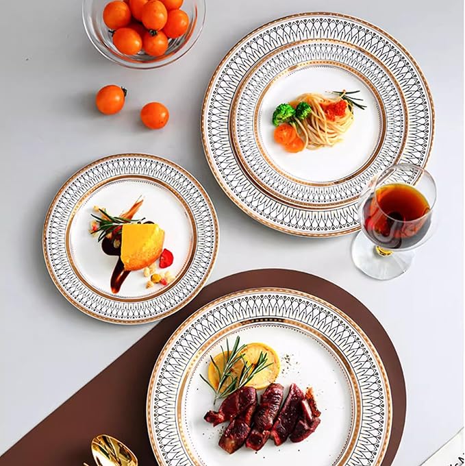 bone china dinnerware set tableware round dinner plates dishes set 16-piece dinnerware sets for 4 teacups and saucers sets for kitchen gift for wedding housewarming mother and wife dishwasher safe
