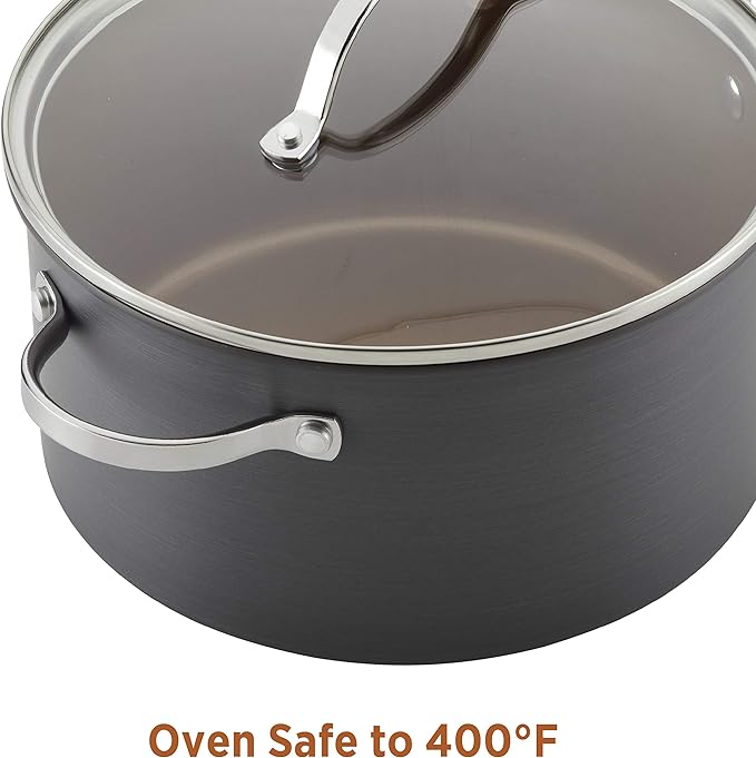 Farberware 80183 Glide Pro Hard Anodized Ceramic Nonstick Cookware Pots and Pans Set 11 Piece Gray