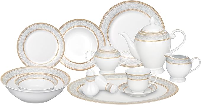 Lorren Home Trends 57-Piece Porcelain Dinnerware Set Giada Service for 8