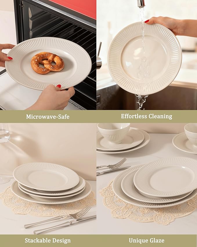 Dinnerware sets plates and bowls sets modern platesCeramic Dinnerware Sets12 Pieces Porcelain Lightweight PlatesScratch Resistant Dish Set (style - 16 4 - Set (12pcs))