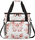Cute Animal Pig Coffee Maker Carring Bag Large Insulated Storage Organizer Case Tote Bags with Shoulder Strap for Travel Work Picnic
