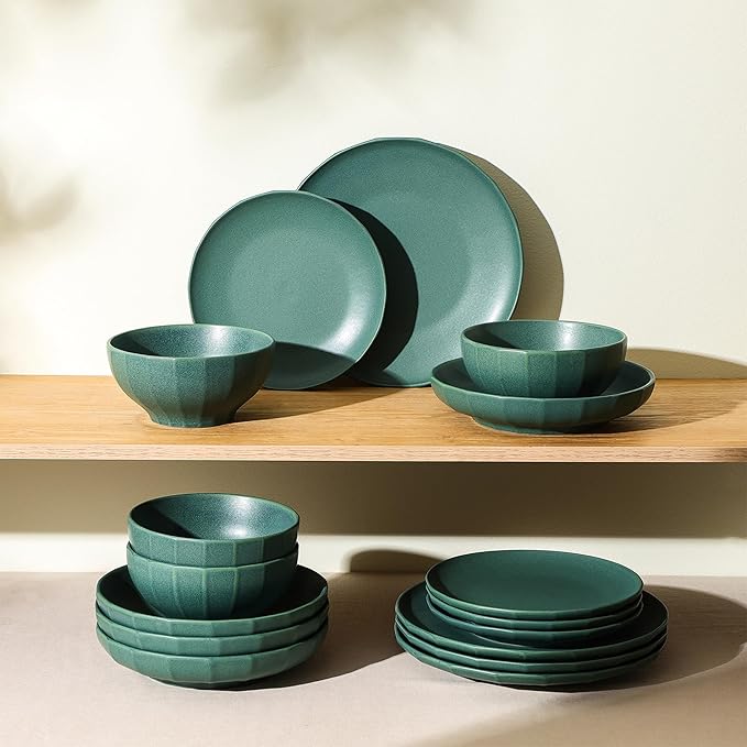 Stone Lain Rio 12-Piece Dinnerware Set Stoneware Green