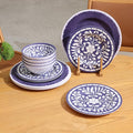 Melamine Dinnerware Set 12 Pieces Plates and Bowls Set Unbreakable Dish SetLightweightCampingDishwasher SafeService for 4 Blue-purple