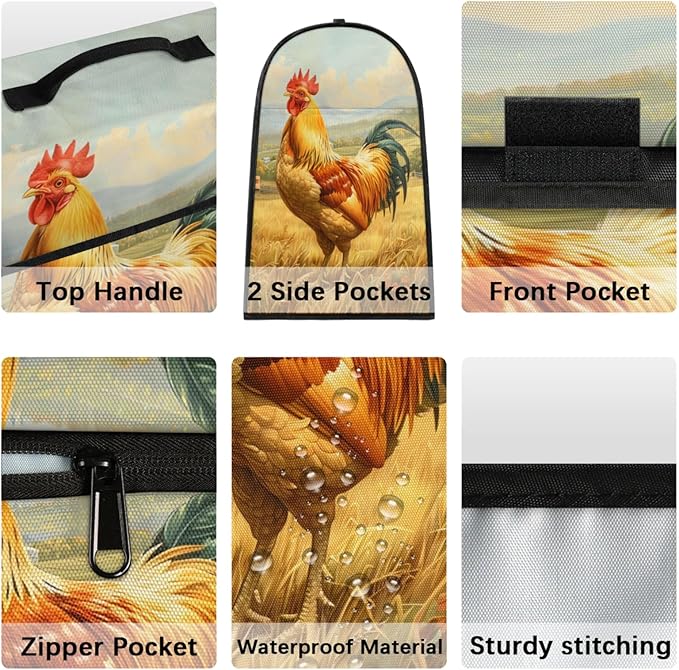 cfpolar Kitchen Aid Mixer Cover Compatible with 6-8 Quarts Rooster Farmhouse Animal Stand Mixer Cover Kitchen Aid Mixers Accessories Appliance Organizer Bag Dust Covers with Zipper Pocket