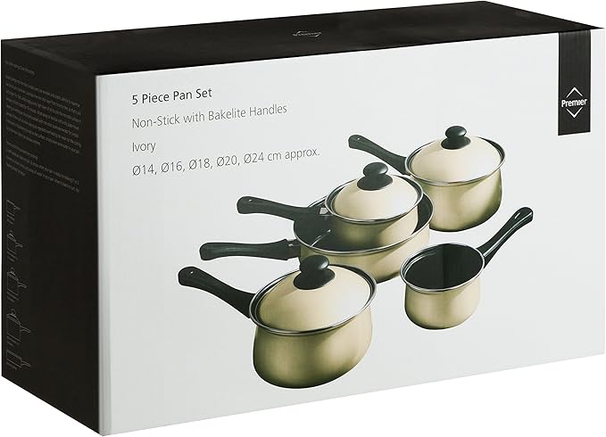 Premier Housewares 204211 Carbon Steel Belly Pan Set Cream 5 Piece