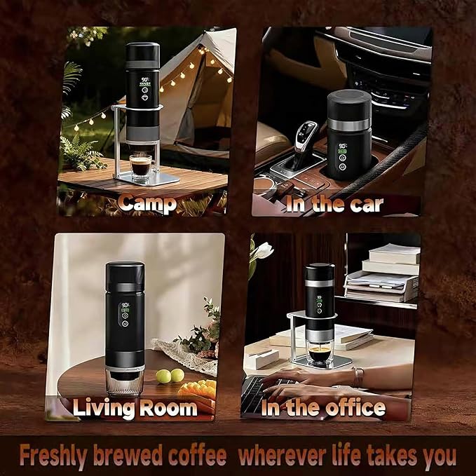 Portable Coffee Maker Removable 7500mAh Battery 20Bar High-Pressure Fast Extraction USB Charging Stand &amp Carry Bag Supports Coffee Grounds &amp NS Pods Ideal Camping Makers for Travel