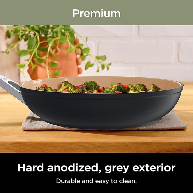 Ninja Extended Life Premium Ceramic 8 Fry Pan Nonstick Fry Pans Pots PTFE Free Healthy Cooking Oven Safe to 550°F Dishwasher Safe All Stovetops &amp Induction Compatible Apricot CW90020