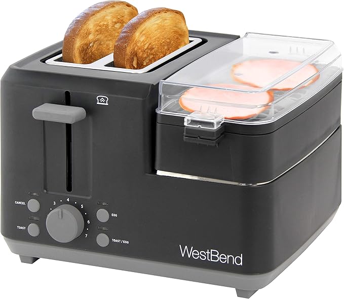 West Bend 78500 Breakfast Station Wide Slot Toaster 2-Slice Black &amp Madesmart Classic Large Silverware Tray - Granite |CLASSIC COLLECTION | 6-Compartments| Kitchen Drawer Organizer