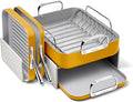 Caraway Square Cookware Set - Square Pans Set - Perfect for Griddling Toasting Searing Roasting and More - Non-Stick Ceramic Coated Pans - Non Toxic PTFE &amp PFOA Free - Marigold