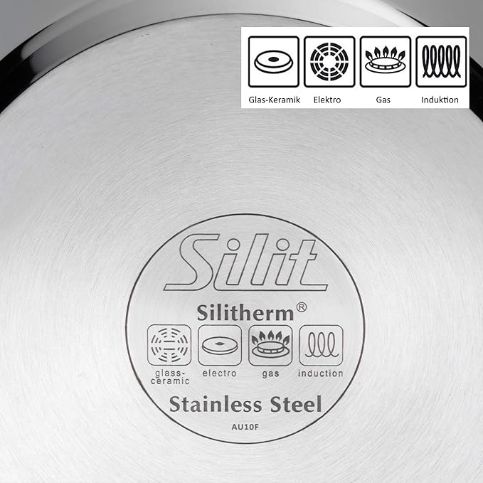 WMF Pot Set 4-Piece Achat Pouring Rim Glass Lid Stainless Steel Polished Suitable for Induction Hobs Dishwasher-Safe