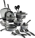 18-Piece Non-Stick Cookware Set Steel Gray Pots and Pans with Lids Kitchen Cooking Set for Everyday Cooking