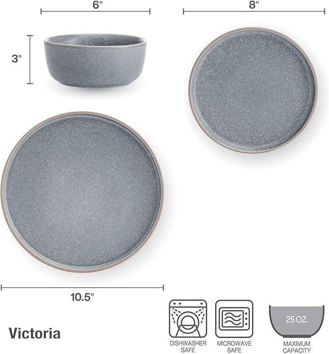 Pfaltzgraff Victoria 12 Piece Dinnerware Set Servie for 4 Blue