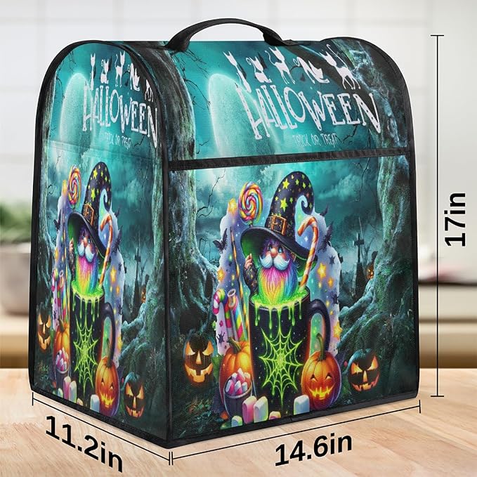 cfpolar Kitchen Aid Mixer Cover Compatible with 6-8 Quarts Halloween Pumpkin Green Forest Stand Mixer Cover Kitchen Aid Mixers Accessories Appliance Organizer Bag Dust Covers with Zipper Pocket