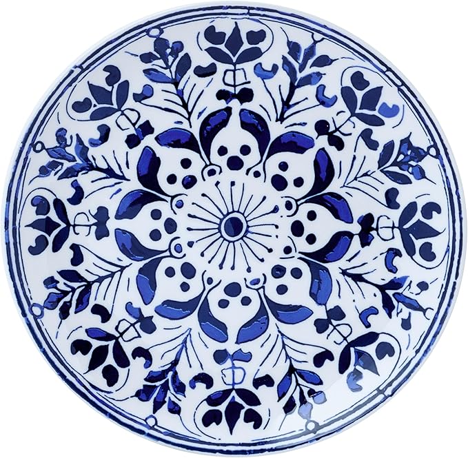 Pfaltzgraff Medallion Radiance 12 Piece Stoneware Dinnerware Plate Bowl Dish Set Service for 4 Blue