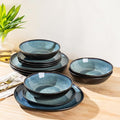 AmorArc Ceramic Dinnerware SetsHandmade Reactive Glaze Stoneware Plates and Bowls SetsHighly Scratch Resistant | Dishwasher &amp Microwave Safe Dishes SetService for 6 (18pc)