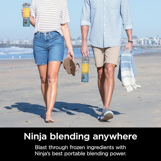 Ninja Blast 16 oz. Personal Portable Blender with Leak Proof Lid and Easy Sip Spout Perfect for Smoothies Cordless USB-C Rechargeable Dishwasher Safe Parts (Renewed) (Denim Blue)