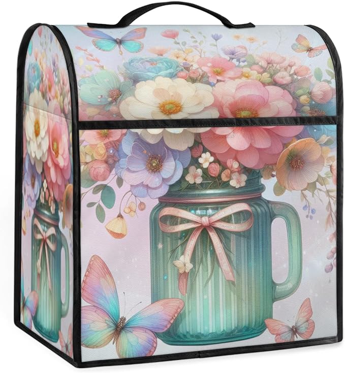 cfpolar Kitchen Aid Mixer Cover Compatible with 6-8 Quarts Butterfly Rainbow Flower Stand Mixer Cover Kitchen Aid Mixers Accessories Appliance Organizer Bag Dust Covers with Zipper Pocket