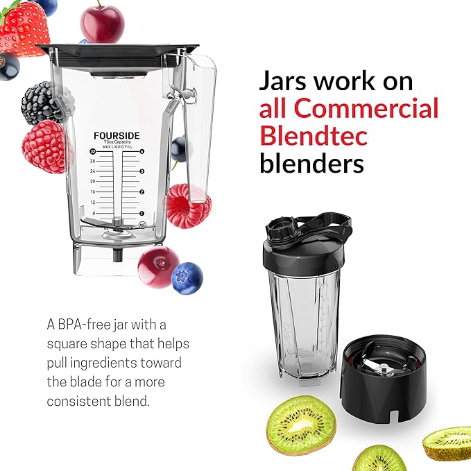 Blendtec Connoisseur 825 SpaceSaver - Commercial-Grade Blender - FourSide Jar with Vented Gripper Lid - Black