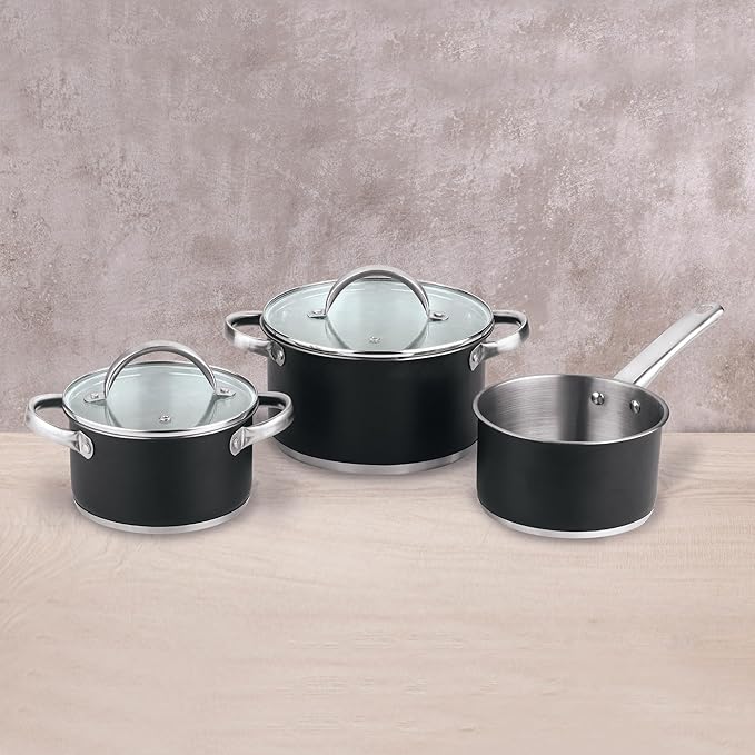 5pc Ø16Ø20Ø24 Cookware Set with Lids + Set of Frying Pans Ø20Ø24Ø28Ø30 Cast Aluminium San Ignacio