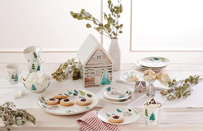 Lenox 890753 Balsam Lane 4-Piece Tidbit Plate Set Christmas Drinkware Holiday Hosting