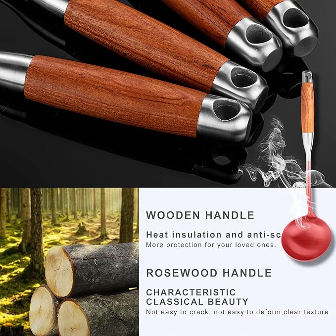 Kitchen Utensils Set Stainless Steel with Wooden HandleMetal Cooking Utensils Set 12 PCSSpatulasLadleSkimmerTunnersSpaghetti SpoonForkPotato MasherEgg WhiskTongs