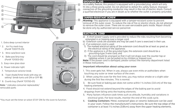 BLACK+DECKER Crisp 'N Bake Air Fry Countertop Convection Toaster Oven Medium Capacity 4-Slice 5-in-1 Fits 9” Pizza 30-Min Timer Bake Broil Air Fry Toast Keep Warm Stainless Steel