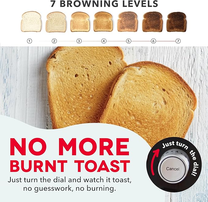 Dash Clear View Toaster - Features Large Window &amp Extra-Wide Slots - Auto-Shut Off Feature - Bagel Functions &amp Seven-Browning Levels - 1-Touch Defrost - Black