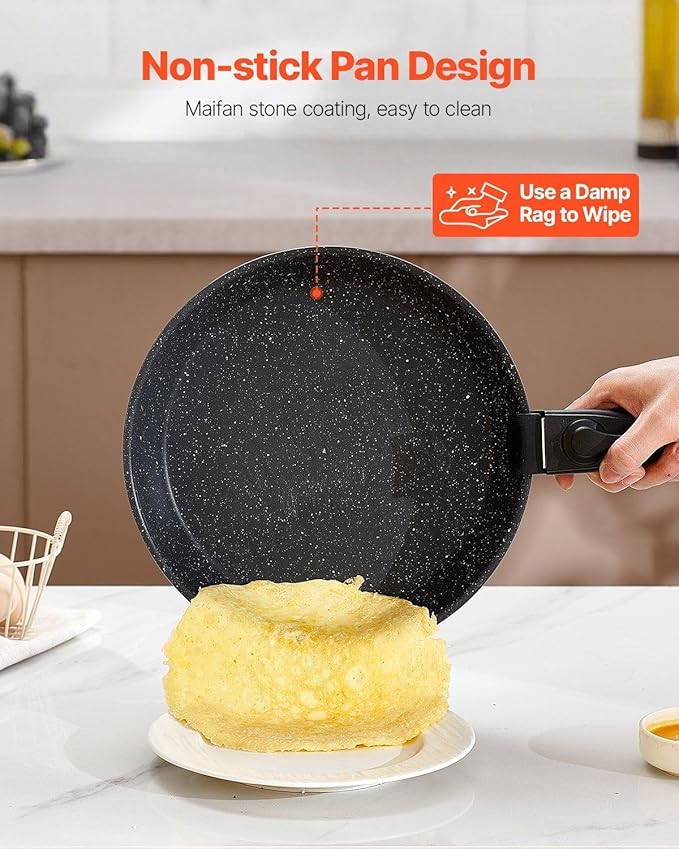 17 Piece Pots and Pans Set Granite Nonstick Kitchen Cookware Induction Black