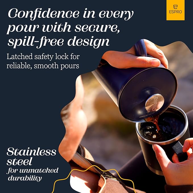 ESPRO P7 French Press Stainless Steel 304 – Patented Double Walled Micro-Filter Insulated French Press Coffee Maker Grit-Free Brew - Heat Resistant BPA Free - Aegean Blue (32oz)